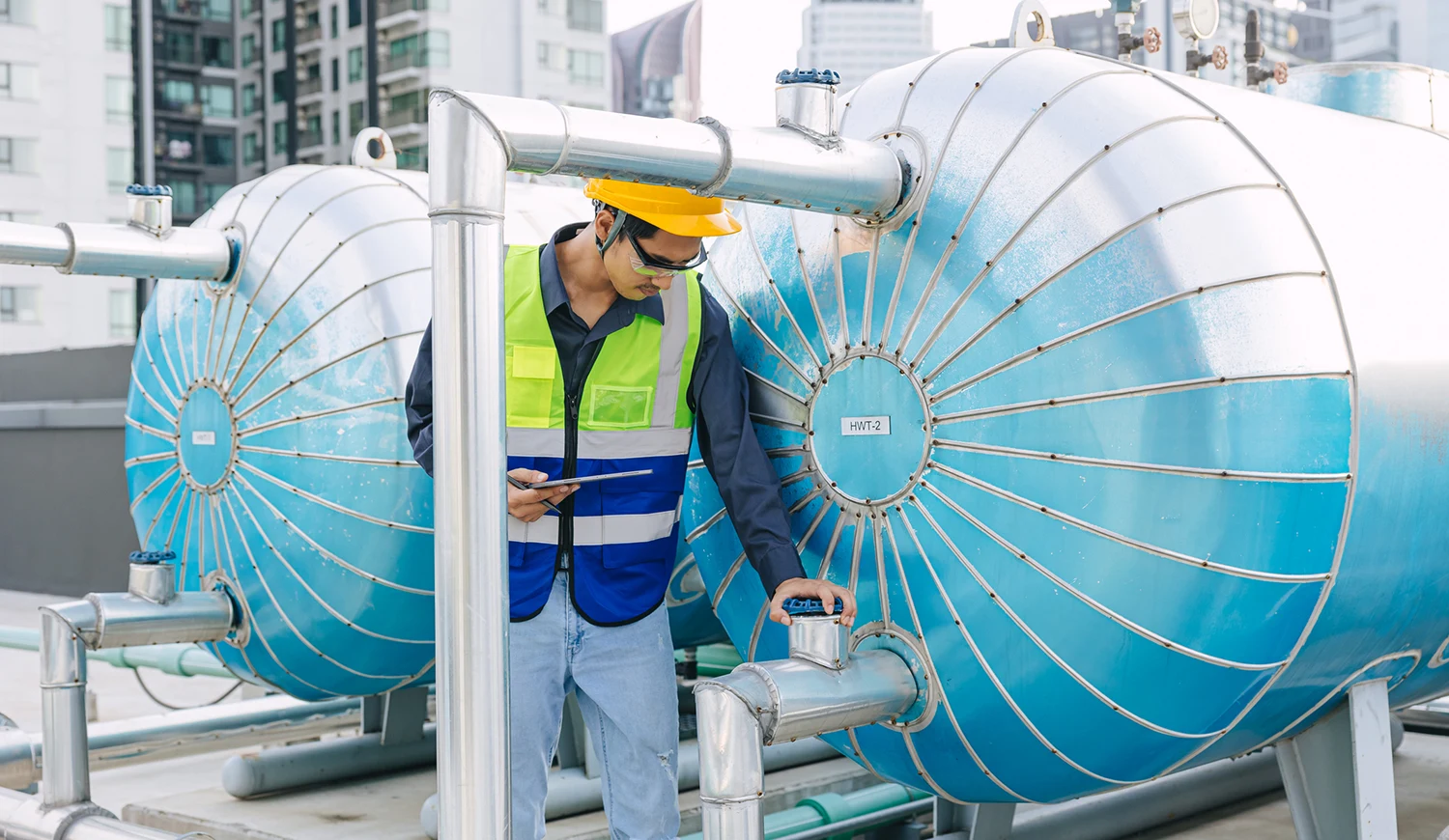 commercial water heaters on roof