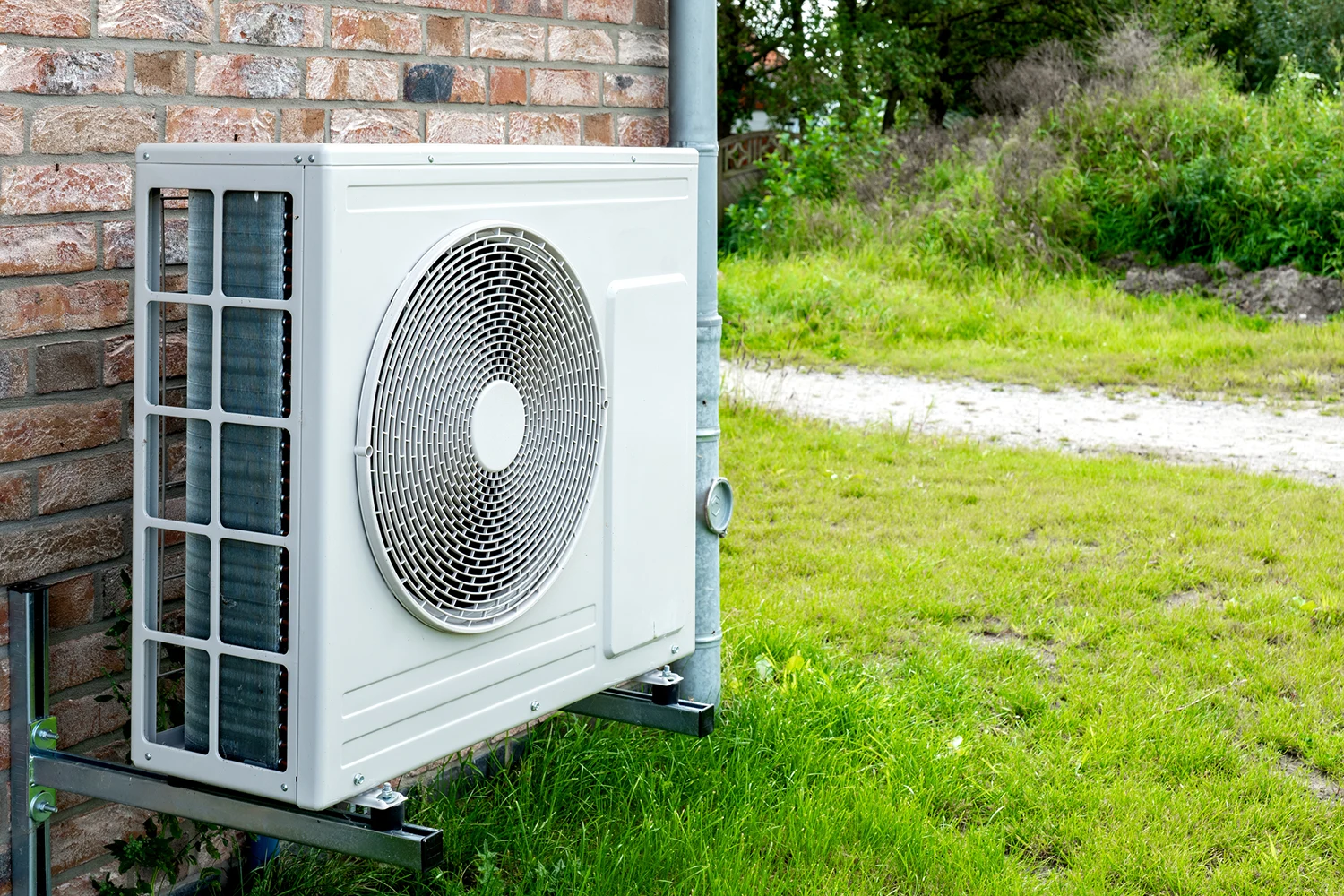 heat pump on side of house