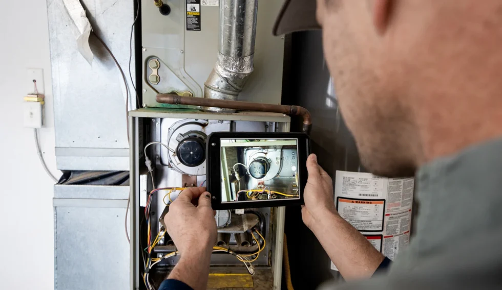 Man repairing furnace